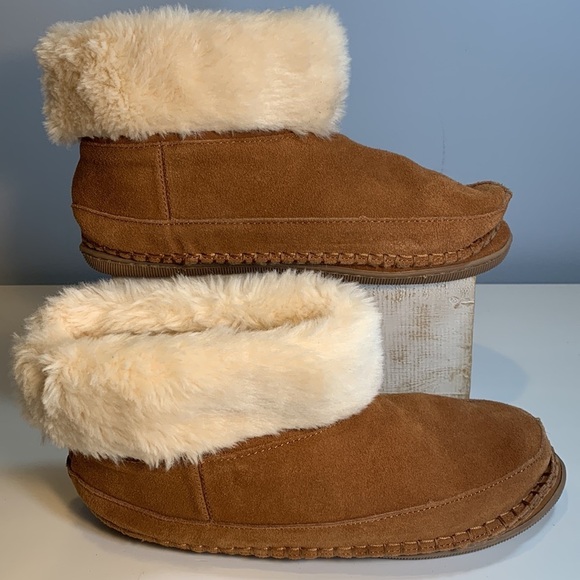 J. Crew Suede Slipper Boots Shearling Nutmeg NEW! - Picture 3 of 7